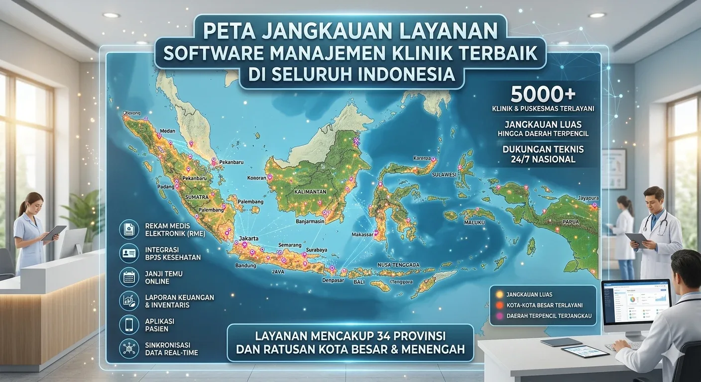Peta jangkauan layanan software apotek Amanah Solution di Indonesia